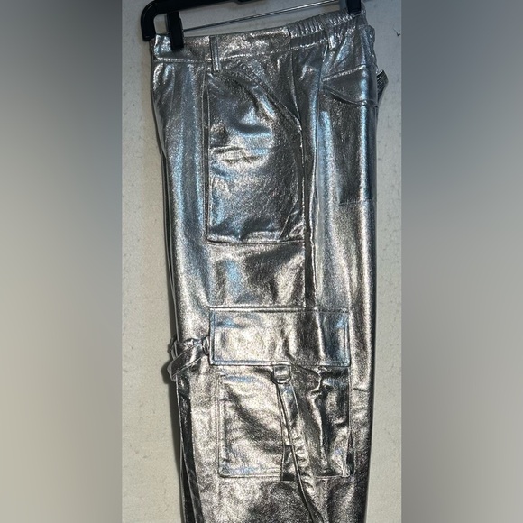 Hot & Delicious Silver Cargo Pants Metallic Shine - Picture 12 of 16